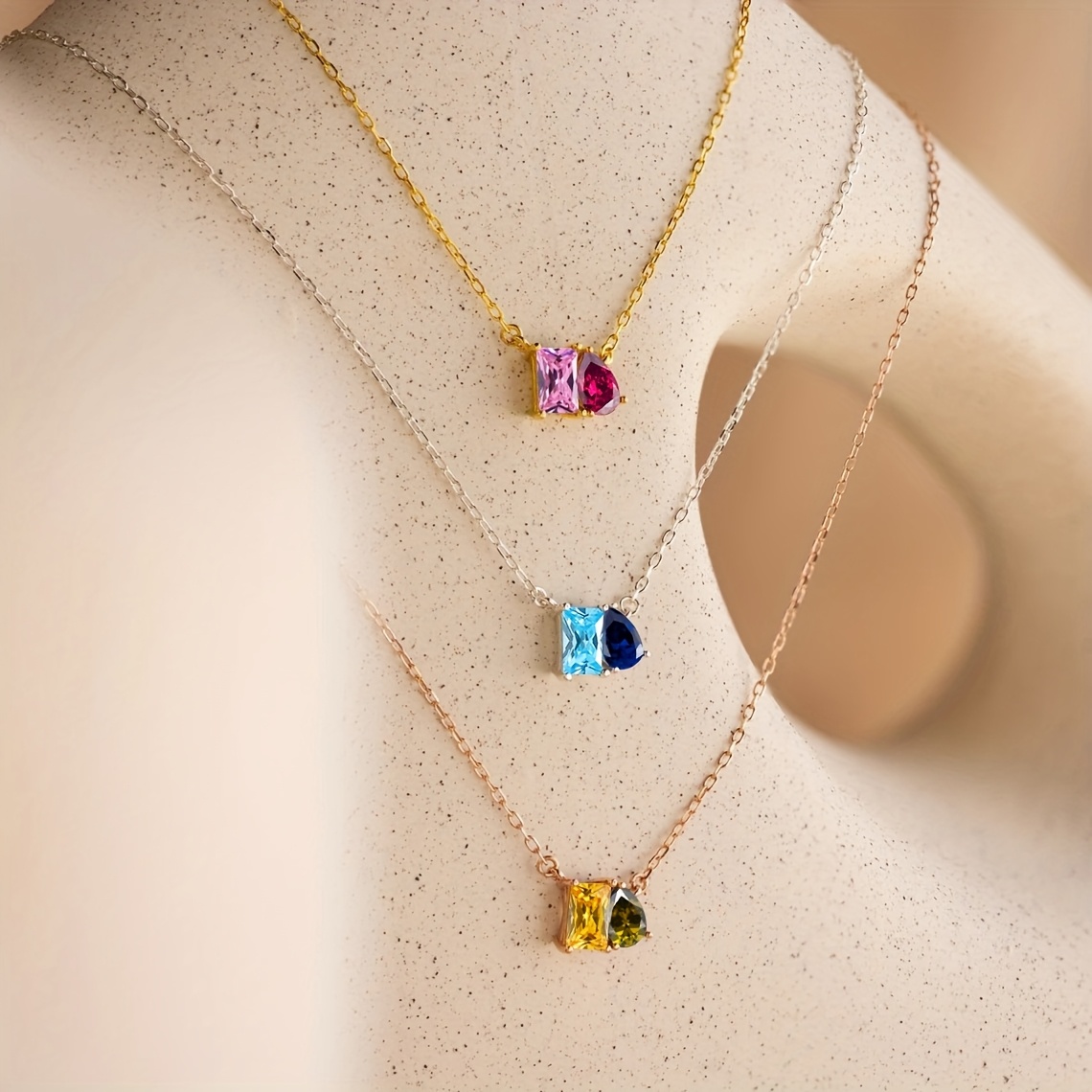 Vintage Two-Tone Gemstone Patchwork Choker Necklace